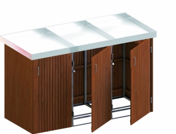 BINTO Mülltonnenbox Premium Hartholz System 3P