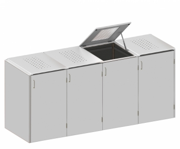 BINTO Mülltonnenbox - HPL Lichtgrau-Edelstahl System E4K