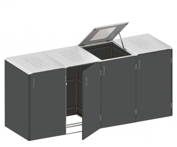 BINTO Mülltonnenbox - HPL Schiefer-Edelstahl System E4K