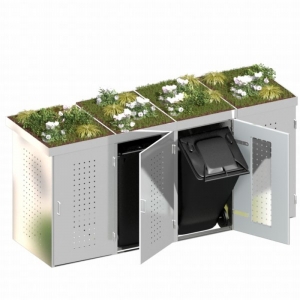 BINTO Mülltonnenbox Edelstahl System 4P