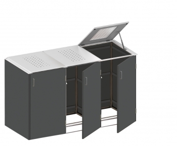 BINTO Mülltonnenbox - HPL Schiefer-Edelstahl System E3K